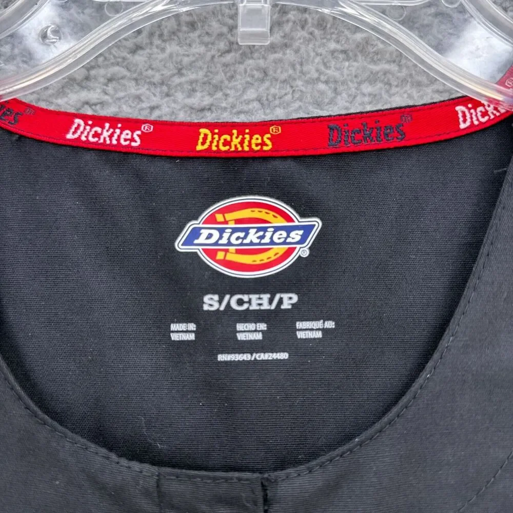 Dickies EDS Medical Scrub Jacket Womens Small Black Warm Up Snap Front 86306 - Picture 2 of 8